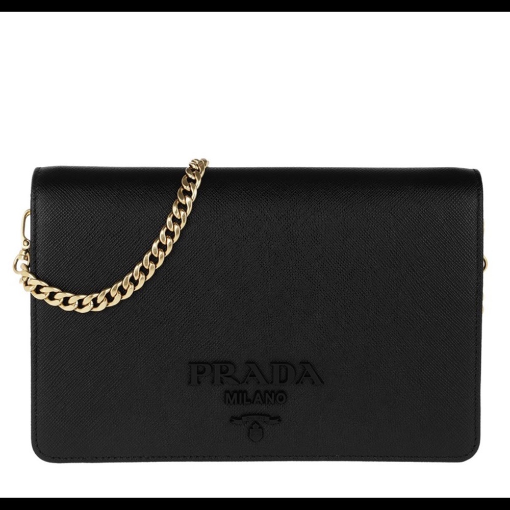 Prada Monochrome Crossbody Bag- Black Leather